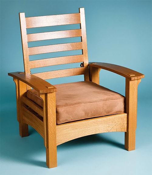 How To Build Arts Crafts Armchair, Gus Bow Arm Morris Chair Plans