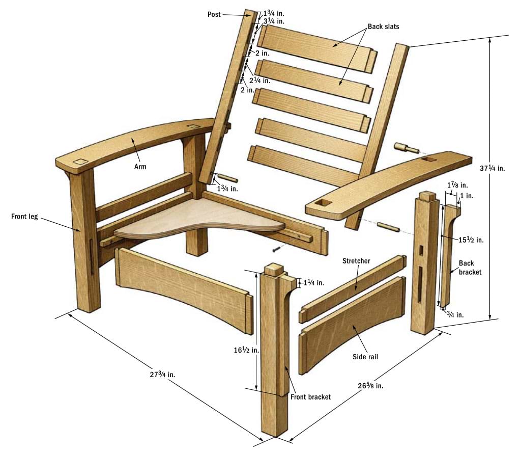 How to Build Arts & Crafts Armchair ⇒ 1000s DIY Wood Furniture Projects